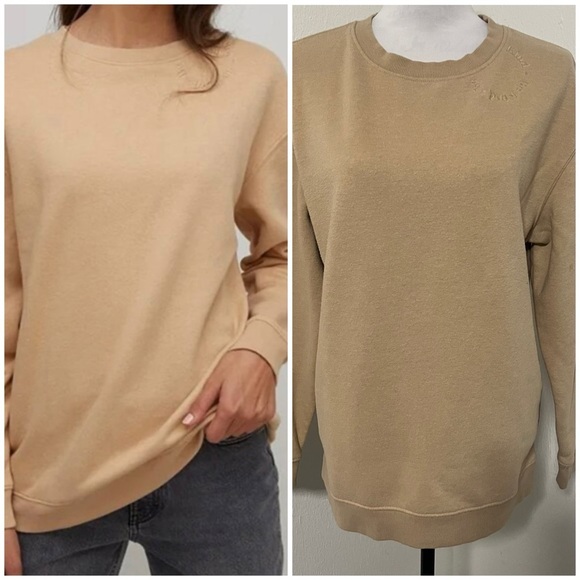 Nobody's Child Medium Camel “Be Kind" Circle Logo Crew Sweatshirt Organic Cotton - Picture 1 of 9